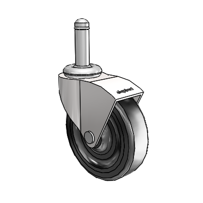Monarch Grip Ring Bright Chrome Swivel Caster with 3 x .8125 Black Soft Rubber Wheel