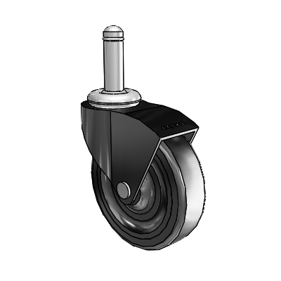 Monarch Grip Ring Black Oxide Swivel Caster with 3 x .8125 Black Soft Rubber Wheel