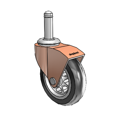 Monarch Grip Ring Copper Oxide Swivel Caster with 3 x .8125 Black No-Matic Rubber Wheel