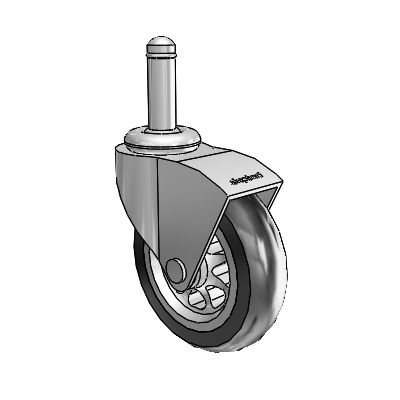 Monarch Grip Ring Polished Nickel Swivel Caster with 3 x .8125 Black No-Matic Rubber Wheel