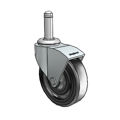 Monarch Grip Ring Zinc Swivel Caster with 3 x .8125 Black Hard Rubber Wheel