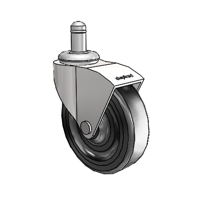 Monarch Grip Ring Bright Chrome Swivel Caster with 3 x .8125 Black Soft Rubber Wheel
