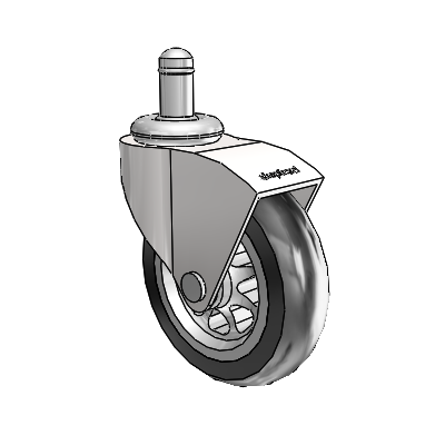 Monarch Grip Ring Bright Chrome Swivel Caster with 3 x .8125 Black No-Matic Rubber Wheel