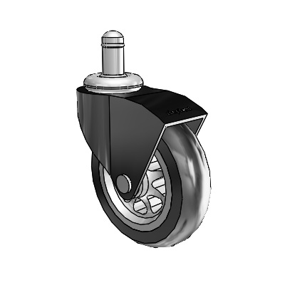 Monarch Grip Ring Black Oxide Swivel Caster with 3 x .8125 Black No-Matic Rubber Wheel