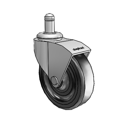 Monarch Grip Ring Polished Nickel Swivel Caster with 3 x .8125 Black Soft Rubber Wheel