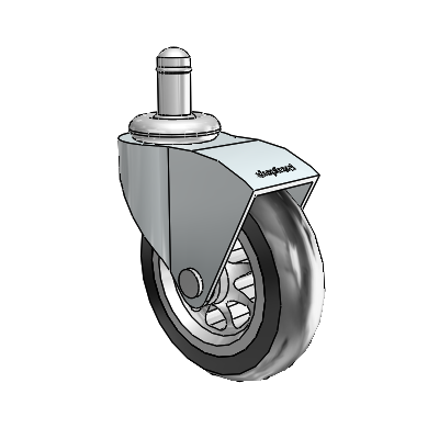 Monarch Grip Ring Zinc Swivel Caster with 3 x .8125 Black No-Matic Rubber Wheel