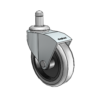 Monarch Grip Ring Zinc Swivel Caster with 3 x .8125 Grey Thermoplastic Rubber Wheel