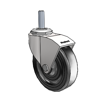 Monarch Threaded Stem Bright Chrome Swivel Caster with 3 x .8125 Black Soft Rubber Wheel