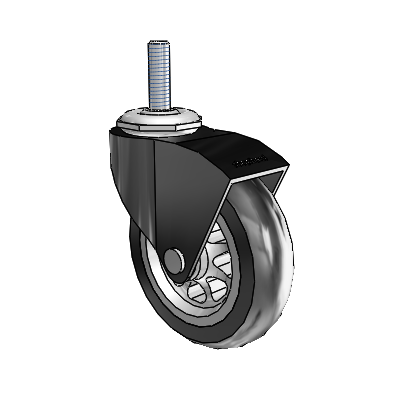 Monarch Threaded Stem Black Oxide Swivel Caster with 3 x .8125 Black No-Matic Rubber Wheel