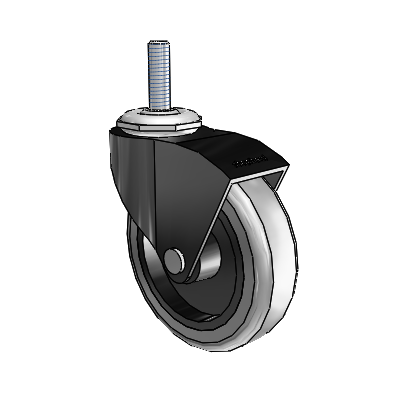 Monarch Threaded Stem Black Oxide Swivel Caster with 3 x .8125 Grey Thermoplastic Rubber Wheel