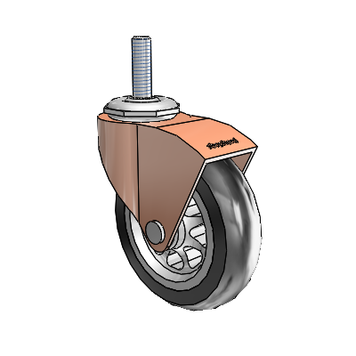 Monarch Threaded Stem Copper Oxide Swivel Caster with 3 x .8125 Black No-Matic Rubber Wheel
