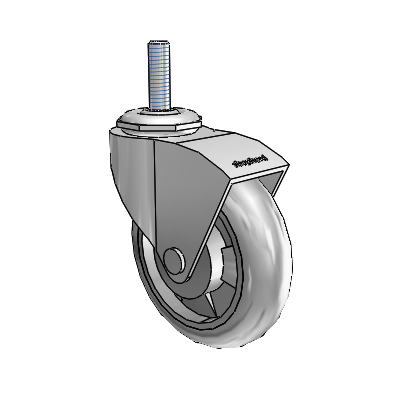 Monarch Threaded Stem Polished Nickel Swivel Caster with 3 x .8125 Grey MonoTech Wheel