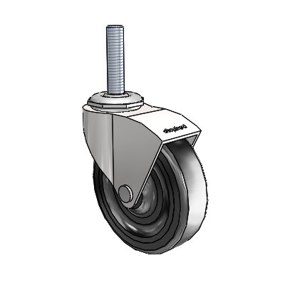 Monarch Threaded Stem Bright Chrome Swivel Caster with 3 x .8125 Black Hard Rubber Wheel
