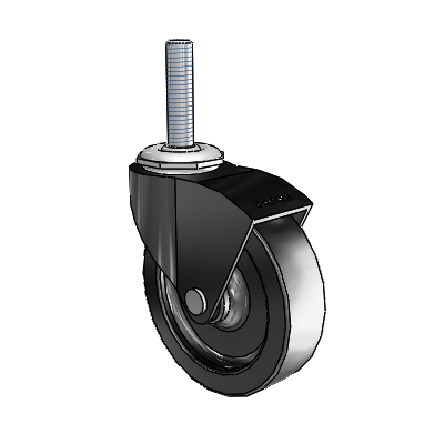 Monarch Threaded Stem Black Oxide Swivel Caster with 3 x .8125 Black Polyolefin Wheel