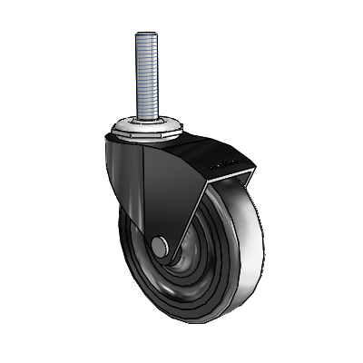 Monarch Threaded Stem Black Oxide Swivel Caster with 3 x .8125 Black Soft Rubber Wheel