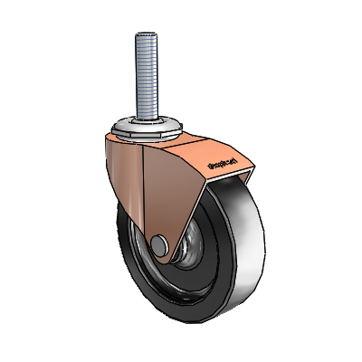 Monarch Threaded Stem Copper Oxide Swivel Caster with 3 x .8125 Black Polyolefin Wheel
