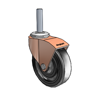 Monarch Threaded Stem Copper Oxide Swivel Caster with 3 x .8125 Black Soft Rubber Wheel