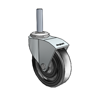 Monarch Threaded Stem Zinc Swivel Caster with 3 x .8125 Black Hard Rubber Wheel