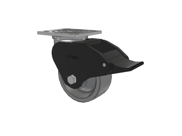 16 Series Top Plate Swivel Caster with 5 x 2 Grey Polyurethane XP - X-treme Plus Solid Polyurethane Wheel and Total Lock Brake