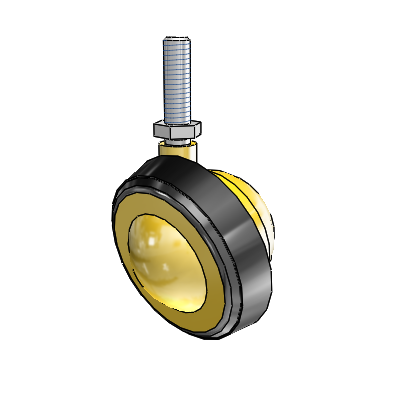 Threaded Stem Bright Brass Swivel Ball Caster with 2.25 Wheel