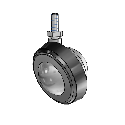 Threaded Stem Satin Chrome Swivel Ball Caster with 2.25 Wheel