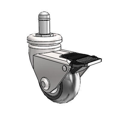 Omega Grip Ring Bright Chrome Swivel Caster with 2 x .9375 Black Neoprene Rubber Wheel and Tread Lock Brake