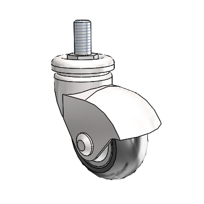 Omega Threaded Stem Bright Chrome Swivel Caster with 2 x .9375 Black Neoprene Rubber Wheel