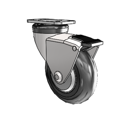 Omega Top Plate Bright Chrome Swivel Caster with 3 x .9375 Black MonoTech Wheel and Tread Lock Brake