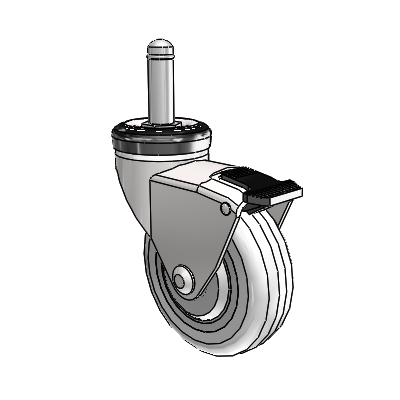 Omega Grip Ring Bright Chrome Swivel Caster with 3 x .9375 Clear Vipor Wheel and Tread Lock Brake