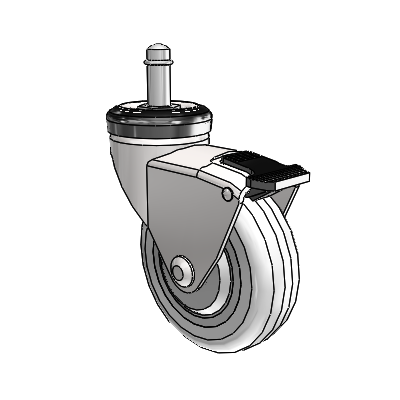 Omega Grip Ring Bright Chrome Swivel Caster with 3 x .9375 Clear Vipor Wheel and Tread Lock Brake