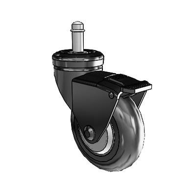 Omega Grip Ring Black Swivel Caster with 3 x .9375 Black MonoTech Wheel and Tread Lock Brake