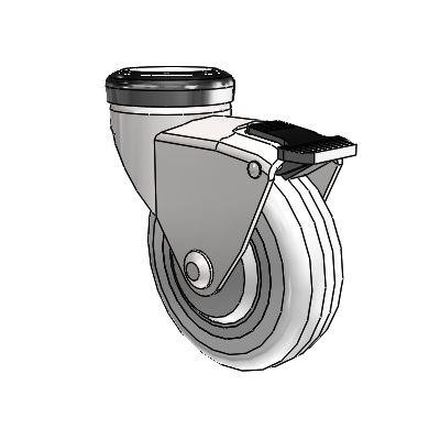 Omega Hollow Kingpin Bright Chrome Swivel Caster with 3 x .9375 Clear Vipor Wheel and Tread Lock Brake