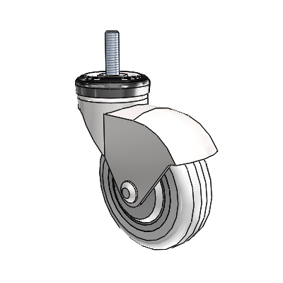 Omega Threaded Stem Bright Chrome Swivel Caster with 3 x .9375 Clear Vipor Wheel