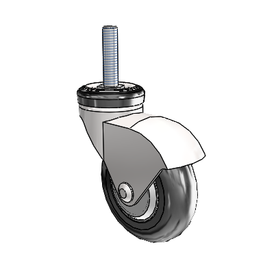 Omega Threaded Stem Bright Chrome Swivel Caster with 3 x .9375 Black MonoTech Wheel