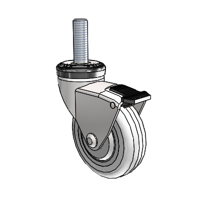 Omega Threaded Stem Bright Chrome Swivel Caster with 3 x .9375 Clear Vipor Wheel and Tread Lock Brake