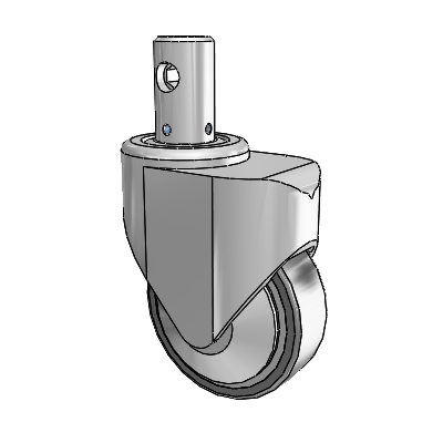 Primacy Cover Precision Medical Bed Stem White Thermoplastic Rubber Swivel Caster with 4 x 1.25 Thermoplastic Urethane Wheel and Central Locking - Total/Direction Lock Brake