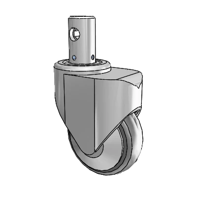 Primacy Cover Precision Medical Bed Stem White Thermoplastic Rubber Swivel Caster with 4 x 1.25 Thermoplastic Rubber Wheel and Central Locking - Total Lock Brake