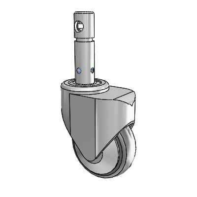Primacy Cover Precision Medical Bed Stem White Thermoplastic Rubber Swivel Caster with 4 x 1.25 Thermoplastic Rubber Wheel and Central Locking - Total Lock Brake