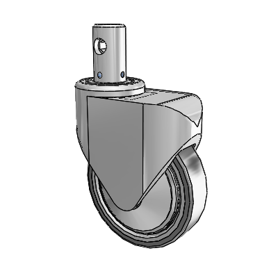 Primacy Cover Precision Medical Bed Stem White Thermoplastic Rubber Swivel Caster with 5 x 1.25 Thermoplastic Urethane Wheel and Central Locking - Total Lock Brake