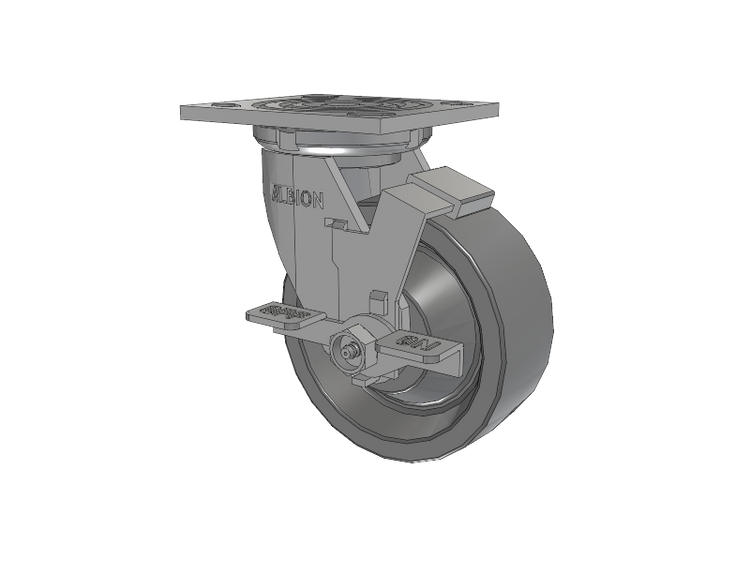 16 Series Top Plate Swivel Caster with 5 x 2 Grey Polyurethane XP - X-treme Plus Solid Polyurethane Wheel and Face Brake