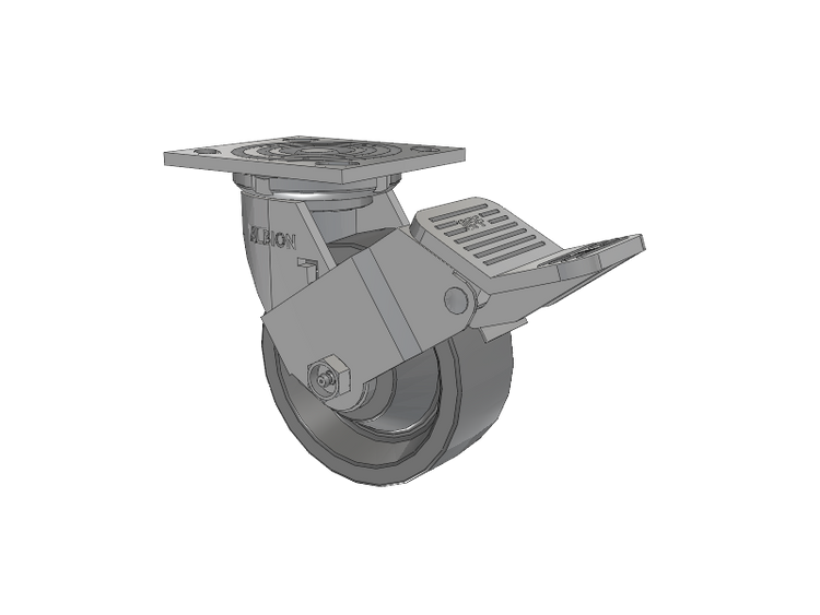 16 Series Top Plate Swivel Caster with 5 x 2 Grey Polyurethane XP - X-treme Plus Solid Polyurethane Wheel and Face Brake
