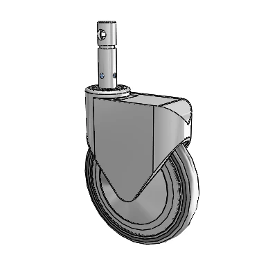 Primacy Cover Precision Medical Bed Stem White Thermoplastic Rubber Swivel Caster with 8 x 1.25 Thermoplastic Rubber Wheel and Central Locking - Total Lock Brake