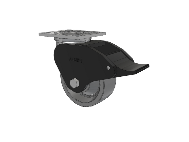 16 Series Top Plate Swivel Caster with 5 x 2 Grey Polyurethane XP - X-treme Plus Solid Polyurethane Wheel and Total Lock Brake