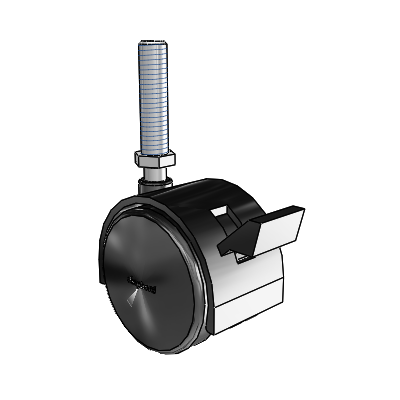 Pacer Threaded Stem Flat Black Swivel Caster with 1.9685 Nylon Wheel and Brake