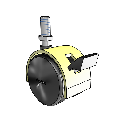 Pacer Threaded Stem Brass Plate Swivel Caster with 1.9685 Nylon Wheel and Brake