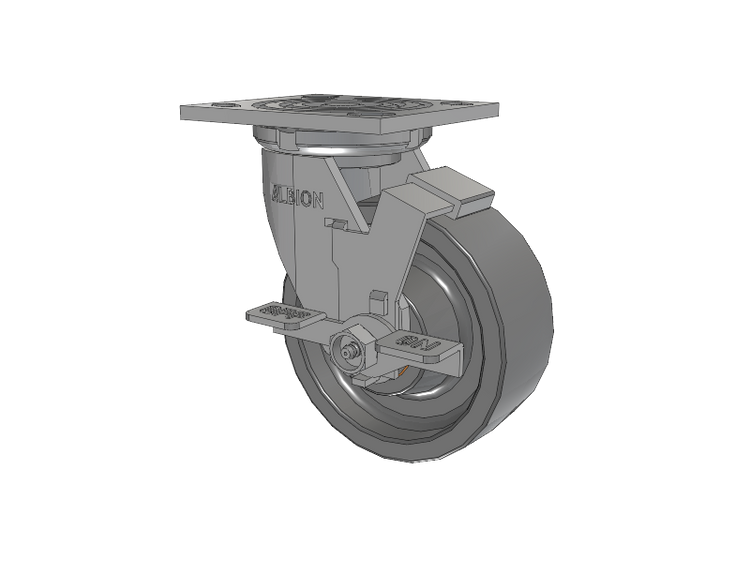 16 Series Top Plate Swivel Caster with 5 x 2 Grey Polyurethane XP - X-treme Plus Solid Polyurethane Wheel and Face Brake