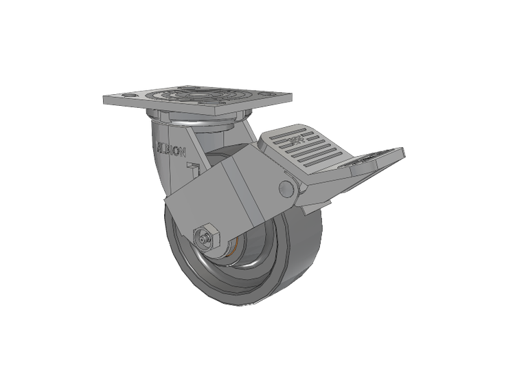 16 Series Top Plate Swivel Caster with 5 x 2 Grey Polyurethane XP - X-treme Plus Solid Polyurethane Wheel and Face Brake