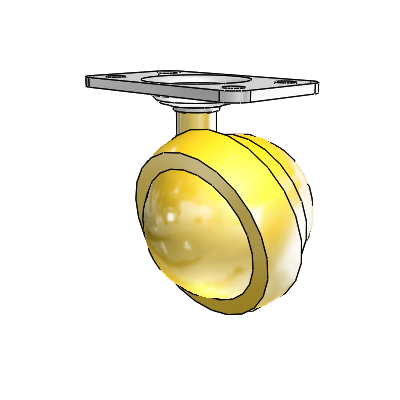 Top Plate Bright Brass Swivel Ball Caster with 2.5 Wheel