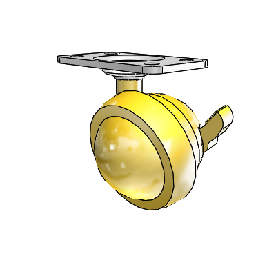 Top Plate Bright Brass Swivel Ball Caster with 2.5 Wheel and Brake