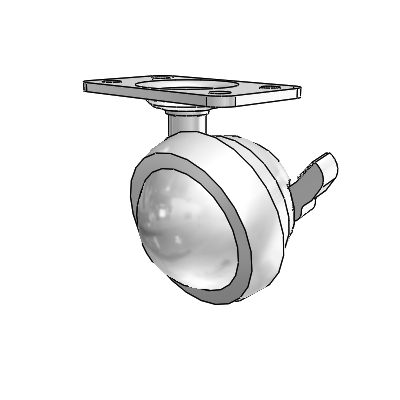 Top Plate Bright Chrome Swivel Ball Caster with 2.5 Wheel and Brake